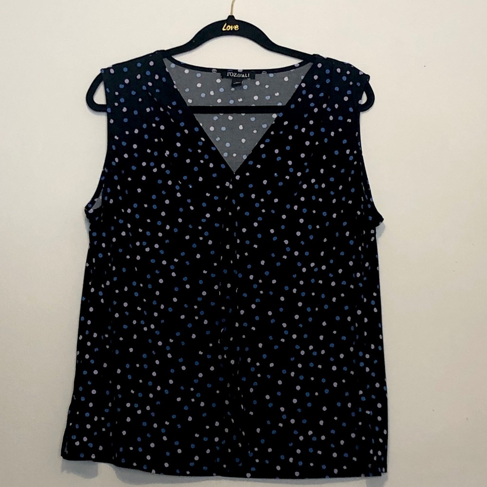 Roz and Ali Polka Dot Sleeveless Blouse